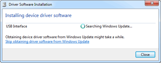 Windows Update Driver Software Installation - USB Interface